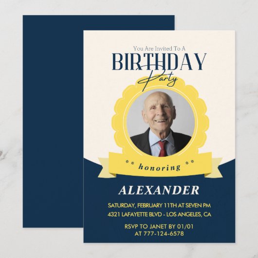 Invitation chic moderne pour 97e anniversaire (Devant / Derrière)