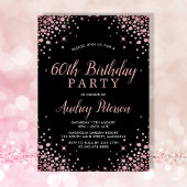 Invitation Chic moderne Rose Parties scintillant or noir 60e