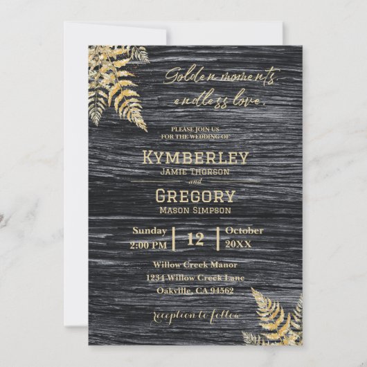 Invitation Chic moderne Rustique moments dorés sans fin amour (Devant)