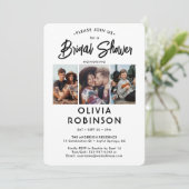 Invitation Chic moderne Script 4 Photo Fête des mariées minim (Debout devant)