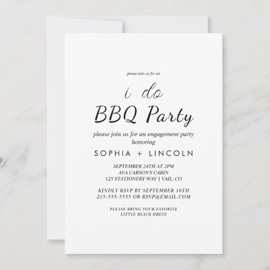 Invitation Chic Moderne Script "Je Fais Du BBQ" Fête De Fianç (Devant)
