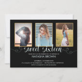 Invitation Chic Moderne Typographie Sweet 16 Anniversaire Pho (Devant)