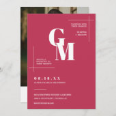 Invitation Chic moderne Viva Magenta Mariage QR Code Photo (Devant / Derrière)