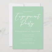 Invitation Chic Monnaie Vert Jeu d'engagement de Script Blanc (Devant)