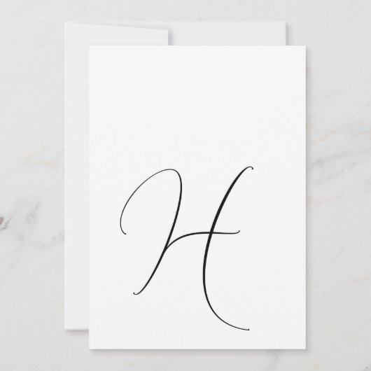 Invitation Chic Monogramme Elegant Classique Noir Blanc Maria (Dos)