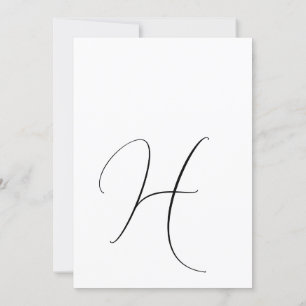 Invitation Chic Monogramme Elegant Classique Noir Blanc Maria
