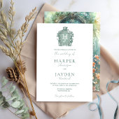 Invitation Chic Monogramme vert, bleu Turquoise Mariage d'aqu