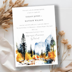 Invitation Chic Mountain River Automne Paysage Couples Douche