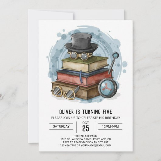 Invitation Chic Mystery Detective Anniversaire (Devant)