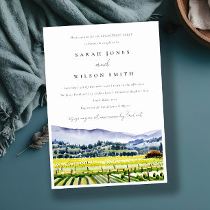 Invitation Chic Napa Valley Watercolor Vineyard Fiançailles