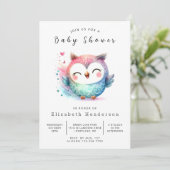 Invitation Chic Nature Owl Baby shower (Debout devant)