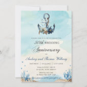 Invitation Chic Nautical Ancre Beach Mariage Anniversaire (Devant)