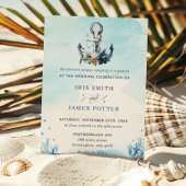 Invitation Chic Nautical Ancre Beach Mariage moderne