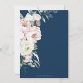 Invitation Chic Navy Blue Blush Ivory Peonies Floral Mariage (Dos)