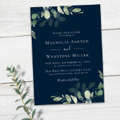Invitation Chic Navy Blue Eucalyptus Mariage