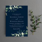 Invitation Chic Navy Blue Eucalyptus Mariage