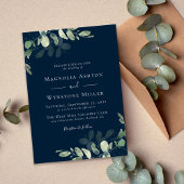 Invitation Chic Navy Blue Eucalyptus Mariage
