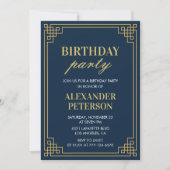Invitation Chic Navy Blue Gold 84e fête d'anniversaire (Devant)