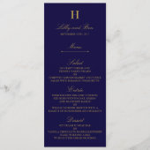 Invitation Chic Navy Blue & Gold Mariage Menu Modèle (Devant)