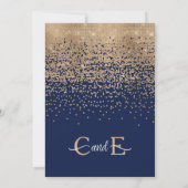 Invitation Chic Navy Blue Gold Parties scintillant Confetti M (Dos)