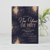 Invitation Chic Navy Blue Gold Parties scintillant Sparkler N (Debout devant)