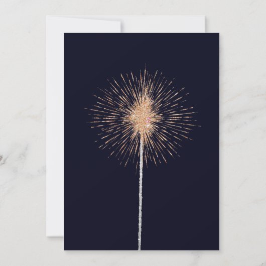 Invitation Chic Navy Blue Gold Parties scintillant Sparkler N (Dos)