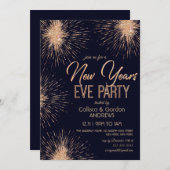 Invitation Chic Navy Blue Gold Parties scintillant Sparkler N (Devant / Derrière)