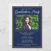 Invitation Chic Navy Blue Gold Photo Party (Devant)