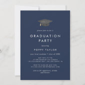 Invitation Chic Navy Blue Grad Casquette fête de graduation (Devant)
