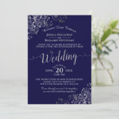 Invitation Chic Navy Blue & Grey Virtual Mariage Livestream (Debout devant)