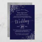 Invitation Chic Navy Blue & Grey Virtual Mariage Livestream (Devant / Derrière)