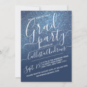 Invitation Chic Navy Blue Parties scintillant brillante Ombre (Devant)