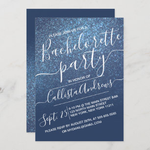Invitation Chic Navy Blue Parties scintillant brillante Ombre