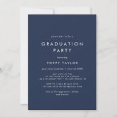 Invitation Chic Navy Blue Photo Graduation Party (Devant)