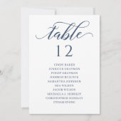 Invitation Chic Navy Blue Script Tableau Numéro de siège Tabl (Dos)