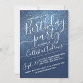 Invitation Chic Navy Blue Sparkly Parties scintillant Ombre A (Devant)