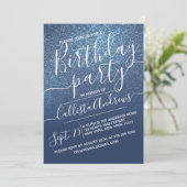 Invitation Chic Navy Blue Sparkly Parties scintillant Ombre A (Debout devant)
