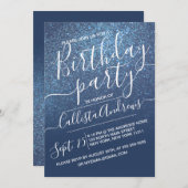 Invitation Chic Navy Blue Sparkly Parties scintillant Ombre A (Devant / Derrière)
