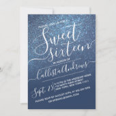 Invitation Chic Navy Blue Sparkly Parties scintillant Ombre S (Devant)