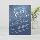 Invitation Chic Navy Blue Sparkly Parties scintillant Ombre S (Debout devant)