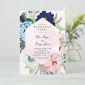 Invitation Chic Navy Blush rose Floral (Debout devant)