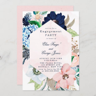 Invitation Chic Navy Blush rose Floral