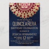 Chic Navy Bourgogne or Floral Mandala Quinceañera