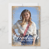 Invitation Chic Navy Gold Parties scintillant Confetti Photo (Devant)