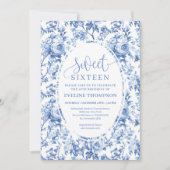 Invitation Chic Navy Roses Digital Download Sweet 16 Invite (Devant)