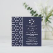Invitation Chic Navy & White Jewish Star Of David Bar Mitzvah (Debout devant)