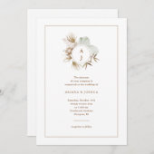 Invitation Chic Neutral Boho Monogramme Mariage de couronne (Devant / Derrière)