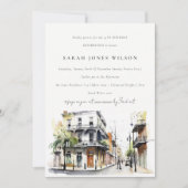 Invitation Chic New Orleans Louisiane Aquarelle Anniversaire (Devant)
