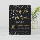 Invitation Chic New Year's Eve Party Black Gold Parties scint (Debout devant)