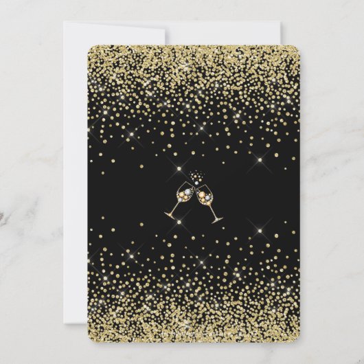 Invitation Chic New Year's Eve Party Black Gold Parties scint (Dos)